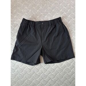 Wowie Shorts Mens Large Black Nylon Stretch Elastic Waist Drawstring Casual
